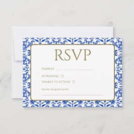 Traditionele Italiaanse Blauwe RSVP-kaart RSVP Kaartje