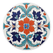 Traditionele Iznik Turkse Classic Bloemen Rood Bla Keramische Knop (Voorkant)
