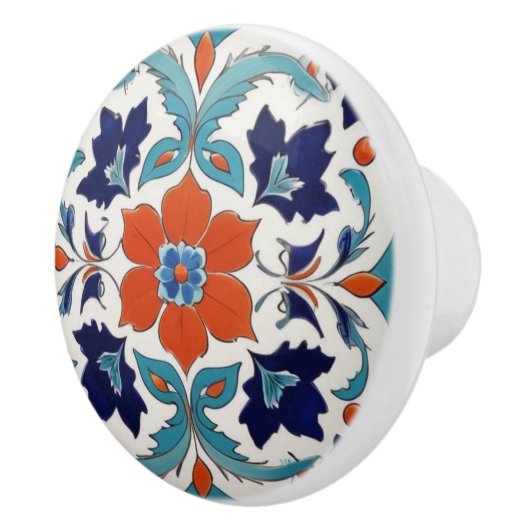 Traditionele Iznik Turkse Classic Bloemen Rood Bla Keramische Knop (Rechts)