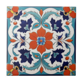 Traditionele Iznik Turkse Classic Bloemen Rood Bla Tegeltje