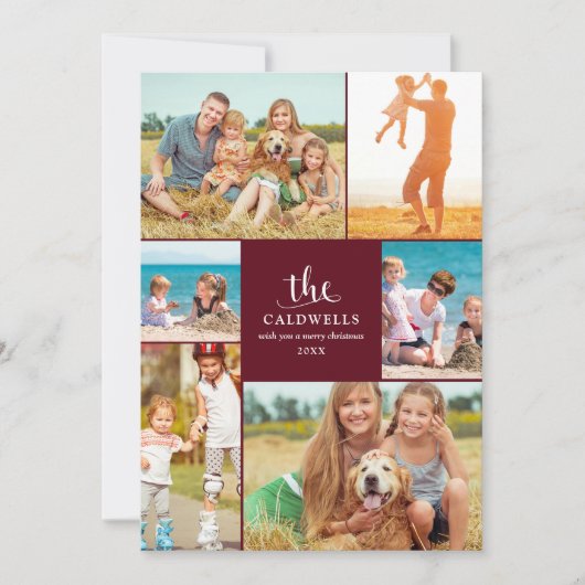 Traditionele jaarklieder fotocollage | Rood Feestdagenkaart (Voorkant)