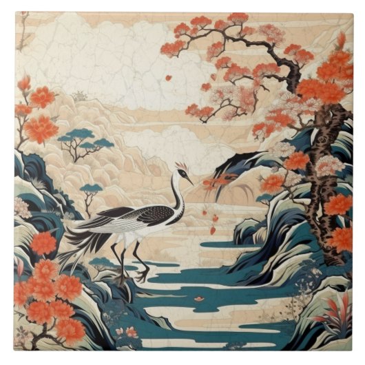 Traditionele Japan Kutani sierkunst 3 Tegeltje (Voorkant)