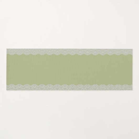 Traditionele Japandi Wave Patroon Sage Groen Yogamat (Voorkant (horizontaal))