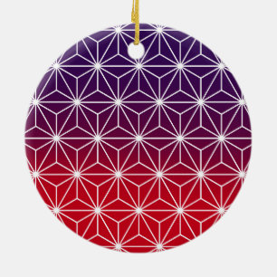 Traditionele Japanse Asanoha-afdrukken rood en Paa Keramisch Ornament