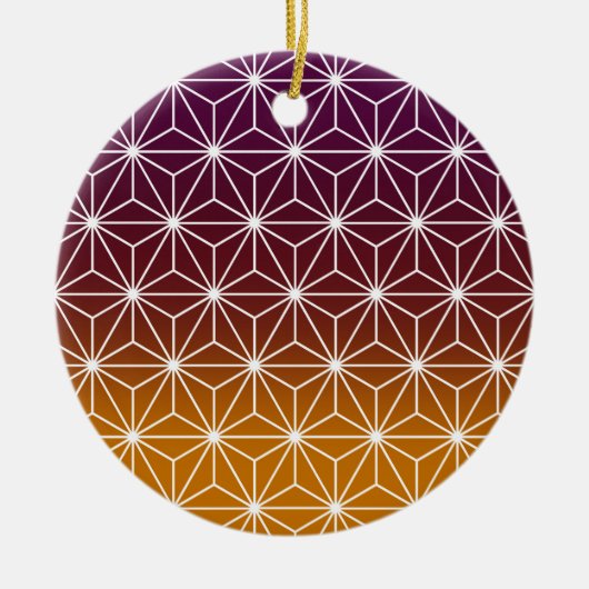 Traditionele Japanse Asanoha-printer Bourgogne & G Keramisch Ornament (Voorkant)