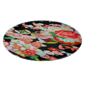 Traditionele Japanse Bloem Zwart Rood Glas Snijplank (Hoek)