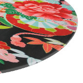 Traditionele Japanse Bloem Zwart Rood Glas Snijplank (Hoek)