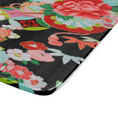 Traditionele Japanse Bloem Zwart Rood Glas Snijplank (Hoek)