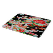 Traditionele Japanse Bloem Zwart Rood Glas Snijplank (Hoek)