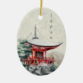 Traditionele Japanse boeddhistische tempel met Ker Keramisch Ornament