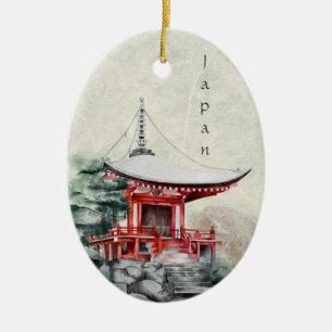 Traditionele Japanse boeddhistische tempel met Ker Keramisch Ornament