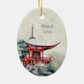 Traditionele Japanse boeddhistische tempel met Ker Keramisch Ornament (Achterkant)