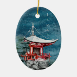 Traditionele Japanse boeddhistische tempel met Ker Keramisch Ornament