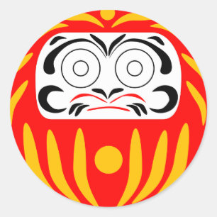 Traditionele japanse daruma-pop ronde sticker