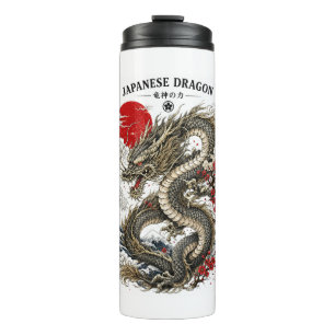 Traditionele Japanse Draak Rode Zon Thermisch Tumb Thermosbeker