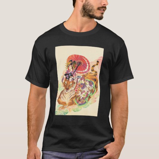 Traditionele Japanse esthetische ooiran-tijger T-shirt (Voorkant)