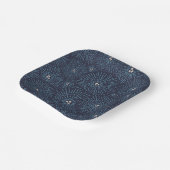 Traditionele Japanse floraal geometrisch blauw wit Papieren Bordje (Gebogen)