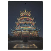 Traditionele Japanse gebouwen lichten het Night Sk Klembord (Achterkant)