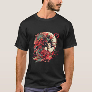 Traditionele Japanse geïnspireerde draak en meisje T-shirt