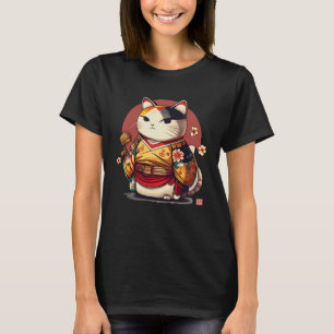 Traditionele Japanse Geisha Kanji Lucky Cat T-shirt