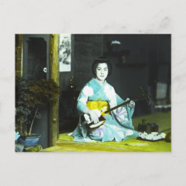 Traditionele Japanse Geisha-muzikant die thee bedi Briefkaart