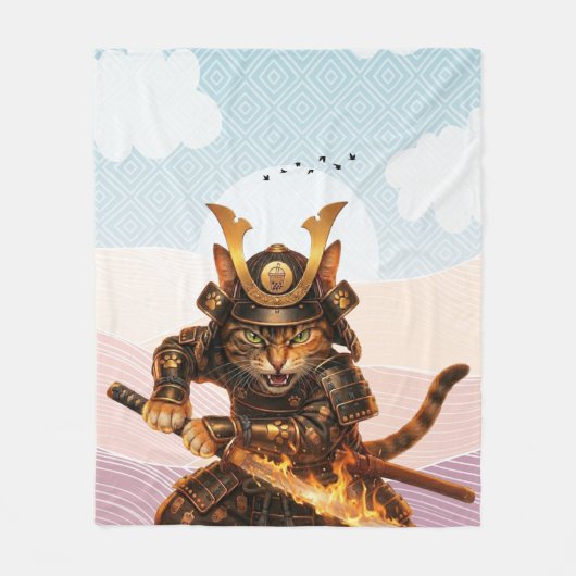 Traditionele Japanse Golf Samurai Kat Zen Deken (Voorkant)