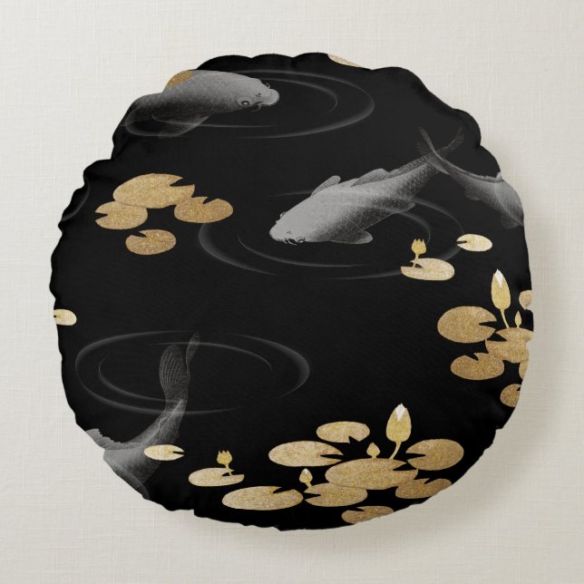 Traditionele Japanse karp Round Pillow Rond Kussen (Voorkant)