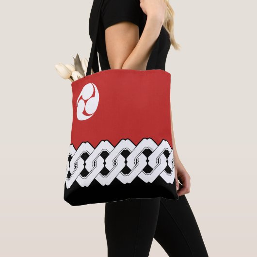 Traditionele Japanse keten en Mitsudomoe Pattern Tote Bag (Dichtbij)