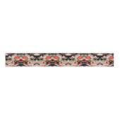 Traditionele Japanse Kimono Bloemen Zwart Rood Grosgrain Lint (Voorkant)