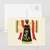 Traditionele Japanse Kimono met Floral Print Briefkaart (Voorkant / Achterkant)