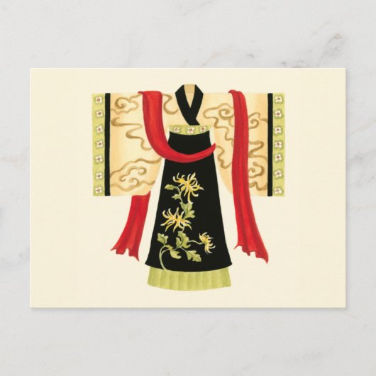 Traditionele Japanse Kimono met Floral Print Briefkaart (Voorkant)