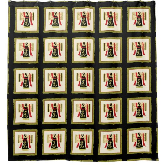 Traditionele Japanse Kimono met Floral Print Douchegordijn (Voorkant)