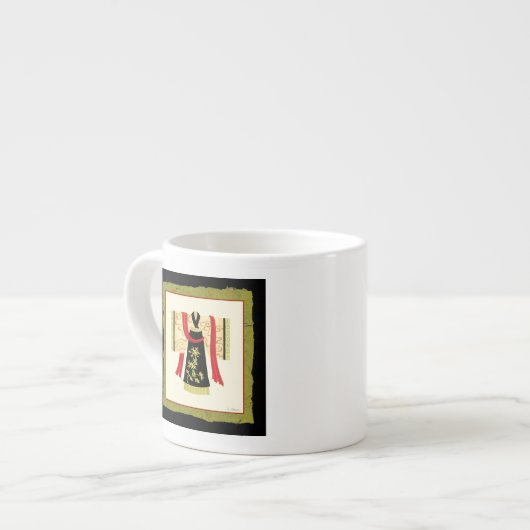 Traditionele Japanse Kimono met Floral Print Espresso Kop (Links)