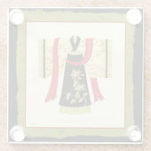 Traditionele Japanse Kimono met Floral Print Glazen Onderzetter (Achterkant)