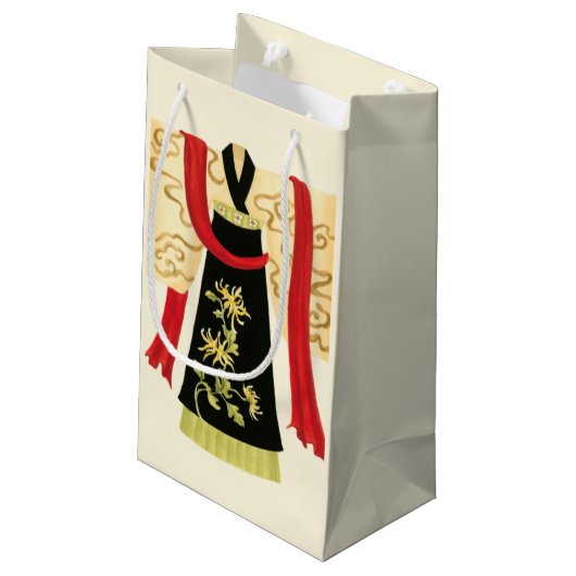 Traditionele Japanse Kimono met Floral Print Klein Cadeauzakje (Achterkant Gekanteld)