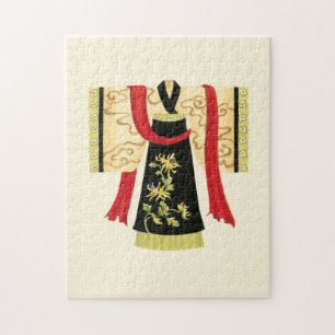 Traditionele Japanse Kimono met Floral Print Legpuzzel
