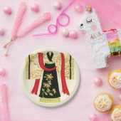 Traditionele Japanse Kimono met Floral Print Papieren Bordje (Feest)