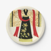 Traditionele Japanse Kimono met Floral Print Papieren Bordje (Voorkant)