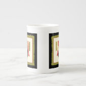 Traditionele Japanse Kimono met Floral Print Porselein Kop (Voorkant)