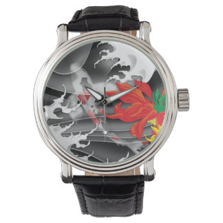 Traditionele Japanse Koi onder water Horloge