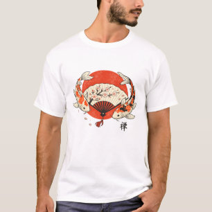 Traditionele Japanse Koi Vis Sakura Waaiers Esthet T-shirt