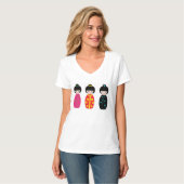 Traditionele Japanse Kokeshi Geisha Dolls T-shirt (Voorkant volledig)