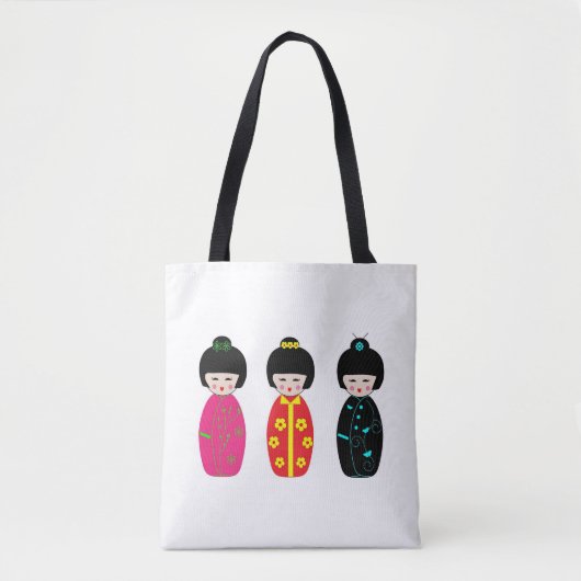 Traditionele Japanse Kokeshi Geisha Dolls Tote Bag (Voorkant)
