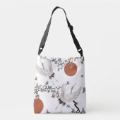 Traditionele Japanse kraan met pruimenbloesem Crossbody Tas (Achterkant)