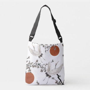 Traditionele Japanse kraan met pruimenbloesem Crossbody Tas