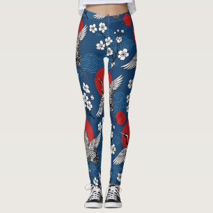 Traditionele Japanse Kraanvogel en Sakura Zen-patr Leggings