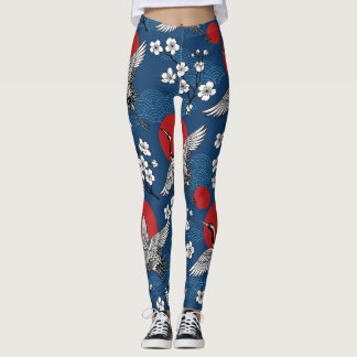Traditionele Japanse Kraanvogel en Sakura Zen-patr Leggings