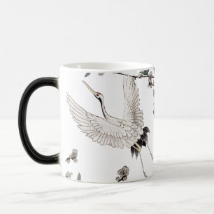 Traditionele Japanse kraanvogel met pruimenbloesem Magische Mok