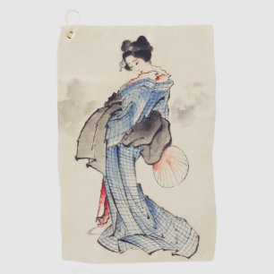 Traditionele Japanse kunst van geisha in kimono Golfhanddoek