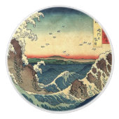 Traditionele Japanse kunst zee Ukiyo-e oceaan golf Keramische Knop (Voorkant)